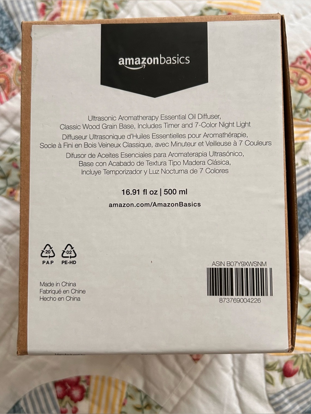 AmazonBasics White Ultrasonic Aromatherapy Diffuser